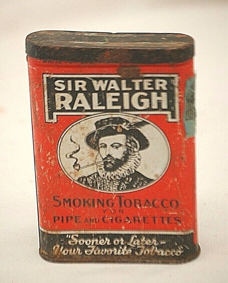 Sir Walter Raleigh Tobacco Tin Can Hinged Lid Louisville KY Vintage Empty - $14.84