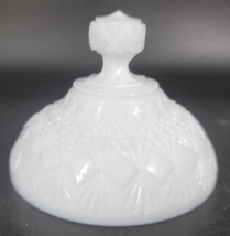 Vintage Milk Glass Jar Sugar Bowl Diamond Fan Replacement White 5&quot; LID ONLY - £11.17 GBP