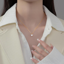 Minimalist jewelry 925 sterling silver small necklaces simple four claw diamond  - £24.28 GBP