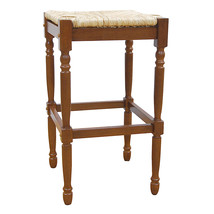 29&quot; Natural And Brown Solid Wood Backless Bar Height Bar Chair - $251.10 CAD