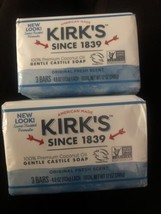 2 Kirk&#39;s Original Coco Castile Pure Botanical Coconut Oil Soap 6 Bars, 12 oz. - £15.25 GBP
