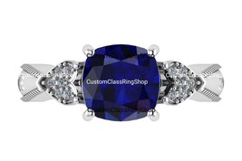 Custom Cushion Class Ring For Her, Silver 925 Cushion Cut Graduation Ring - £98.95 GBP