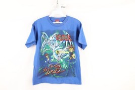 Vtg 90s Yu Gi Oh Boys Medium Faded Spell Out Short Sleeve T-Shirt Blue Cotton - £34.36 GBP