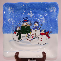 St. Nicholas Square Button Tree Button Up 8 1/2&quot; Square Snack Plate Christmas - £6.40 GBP