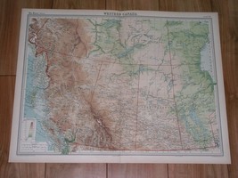 1922 Map Of Western Canada British Columbia Alberta Saskatchewan Manitoba - £28.34 GBP