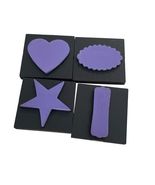Set Of 4 Purple Craft Foam Metal Die Cuts With Heart Star Oval &amp; Rectang... - $13.37 CAD