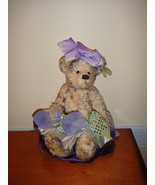 Annette Funicello Shea Mohair Purple Tipped Bear Sitting On Flower - £31.92 GBP