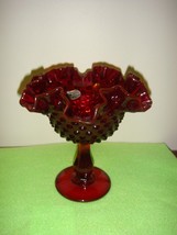 Fenton Ruby Hobnail Comport With Sticker - £16.37 GBP