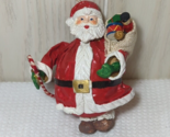 Santa Claus vintage Paper mache  Christmas Tree Ornament burlap sack woo... - $14.69