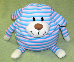MUSHABLE POT BELLIES DOG 10&quot; PLUSH STRIPED PINK BLUE ANIMAL MICROBEAD TO... - $11.34