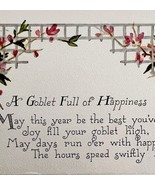 Goblet Full Of Happiness Greeting Victorian Card Postcard 1900s Floral P... - $367.32 MXN