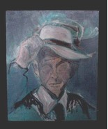 VINTAGE Portrait Painting of Gentleman in Blue - $12.99