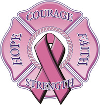 Firefighter Decal - Pink Maltese Cross Breast Cancer Awareness Decal  - $5.93+