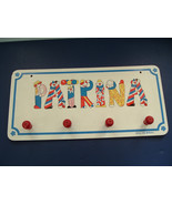 Vintage nursery girls room decor wall clothes plaque personalized name P... - $21.73