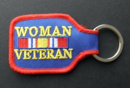 Woman Veteran Proudly Served Embroidered Key Chain Key Ring 1.75 X 2.75 Inches - £4.23 GBP