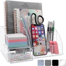 Acrylic Office Desk Organizer With Drawer, 9 Compartments, Clear All In One - £36.15 GBP