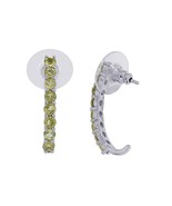 16 Round Peridot Gemstones J Dangle Earrings 14k White Gold over 925 SS - $23.27