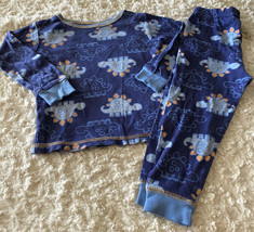 Just One Year Boys Blue Orange Dinosaurs Snug Fit Long Sleeve 2 Piece Pajamas 2T - £4.64 GBP