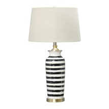Creative Co-Op Striped Ceramic Table Lamp with Brushed Gold Accents, Black and W - £134.13 GBP
