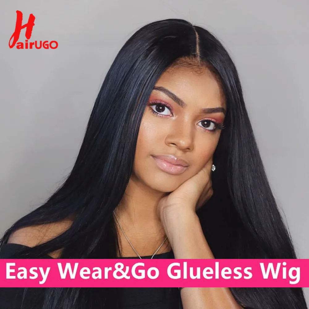 Wear Go HD Straight 4x4 Lace Closure Wigs Human Hair Transparent 4x4 Wear Go - £64.77 GBP+