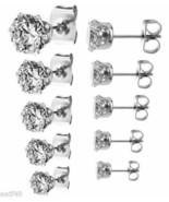Clear Round CZ Cubic Zirconia Pierced Stud Earrings For Mens/Womens Spar... - €2,49 EUR+