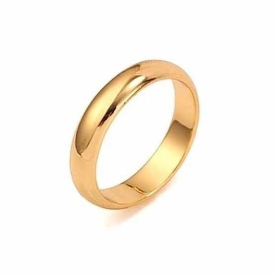 18k Gold Plated Stainless steel Plain Wedding Band Ring Sz 10 (4mm)
