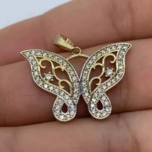 3Ct Round Cut Lab-Created Diamond Butterfly Pendant 14K Yellow Gold Plated - $186.19