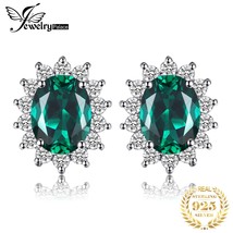 JewelryPalace Kate Middleton Simulated Green Emerald 925 Silver Stud Earrings Pr - £16.62 GBP