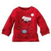 Boys Shirt Christmas JB Red Santa Monkey Long Sleeve Crew Tee-size 6 months - £7.14 GBP