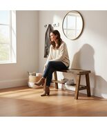 Intrinsic Haven Farmhouse Entry Bench, Solid Pine Wood, 3... - $191.10