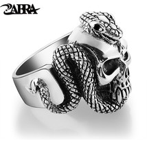 ZABRA 100% 925 Sterling Silver  Ring Men With Snake Big Punk Rock Gift For Biker - £57.43 GBP