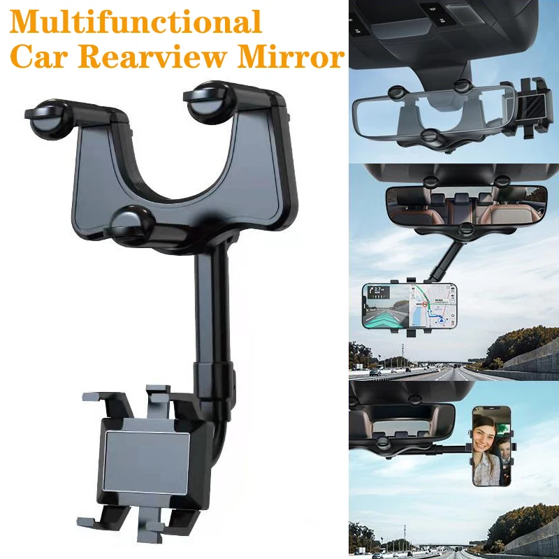360 ° rearview mirror car phone holder and GPS holder swivel universal - £11.82 GBP+