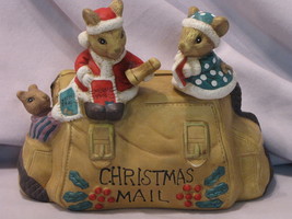 Mice Christmas Mail Holder Ceramic Decorative Collectible - £7.80 GBP
