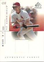 2001 SP Game Used Edition Authentic Fabric J D Drew JDr Cardinals - £1.49 GBP