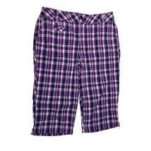 Essentials Womens Size 14 16 Purple Plaid Capri Cropped Pants - £10.94 GBP