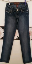 Sizzle Brand Blue Jeans ~ Juniors ~ Women&#39;s Size 1 ~ Embellished Pockets - £20.47 GBP