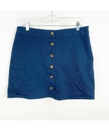 Copper Key Button Front A-Line Mini Skirt Navy Blue Juniors Size 13 - $9.99