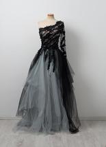 One Shoulder Long A -line Tulle Prom Dress Lace Appliques Women Evening ... - £180.37 GBP