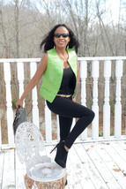 Designer Maxima Genuine crocodile Alligator green vest coat jacket S-M 2... - $1,979.99