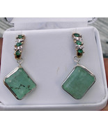 Estate Huge 20+carat Custom Genuine Diamond &amp; Emerald 14k gold &amp; Silver ... - £3,893.80 GBP