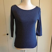 Ann Taylor Top Womens S Used Blue Striped - £12.66 GBP