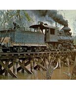 1961 Watering South Carolina Log Line Locomotive Train Railroad Print Ca... - $48.79 CAD