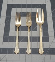 Cambridge Gold Tracy Art Deco Style Fan Stainless Korea Dinner Cold Meat Forks - £10.41 GBP