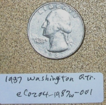 1987 Washington Quarter Faint Lettering &amp; Die Chip Errors; Rare Old Coin Money - £111.07 GBP