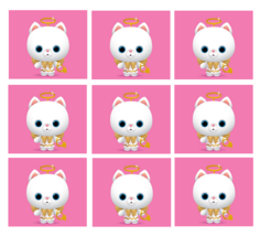 9 Angel Kitty Stickers, Toy Story that Time Forgot, Party supplies, Favors,Gifts - $11.99