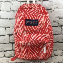 Jansport Backpack Red Orange Zebra Chevron Striped Standard Size  - £31.37 GBP