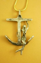 Unusual Vintage large sterling mermaid anchor necklace pendant siren goddess - £115.76 GBP