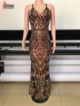 iDress Women Sequins Long Dress Deep V Neck Spaghetti Strap Backless  Maxi Eveni - £95.81 GBP