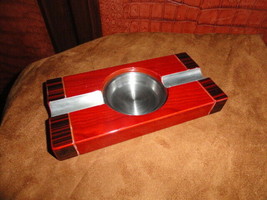 wood cigar ashtray with stainless lift out tray. Measures 8&quot; L x 4&quot; W x 1&quot; H - £75.92 GBP