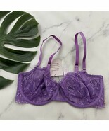 Savage Fenty Womens Balconette Bra Size 34 DD New Purple Lace Sheer - $425.02 MXN